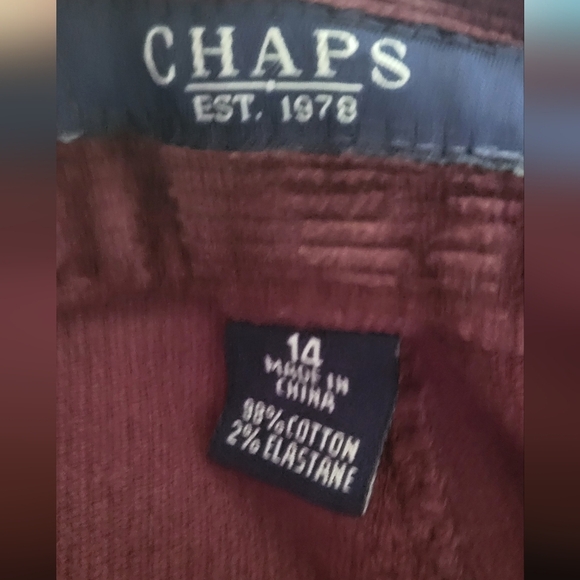 Chaps 5 Pocket Corduroy Pant Bundle Burgundy & Tan - Picture 6 of 8